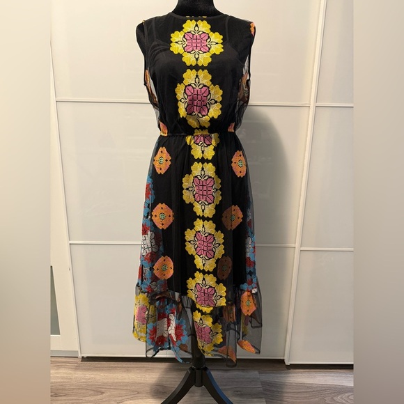 Modcloth Pink and Orange Midi Sundress Sleeveless Scoop Neck - Picture 6 of 11